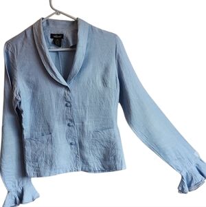 Vintage Willi Smith Light Blue Linen Unlined Blazer XS